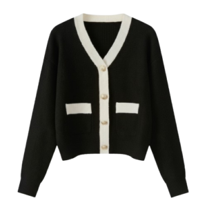 Classic Contrast Knit Cardigan